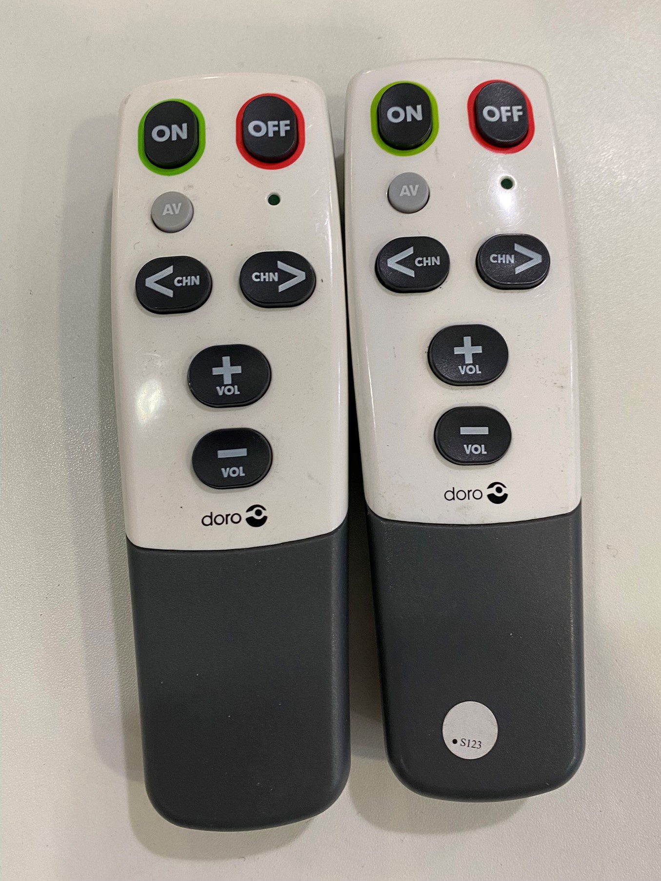 Large text simplified remote controls.